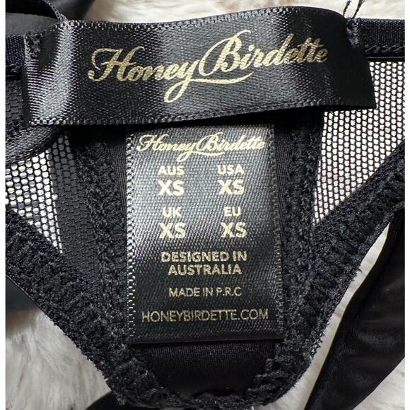 Honey Birdette VESNA🖤 Black Mesh Panel 2 Piece Set 32D Bra & XS Thong - Picture 9 of 9